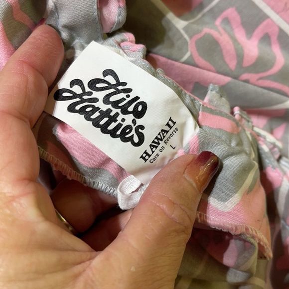 Vintage Hilo Hattie's Hawaiian Duster Aloha Maxi Tiki Dress Size L - Picture 13 of 14